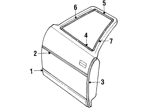 1984 Cadillac DeVille Molding,Rear Side Door Edge Guard Diagram for 1618048