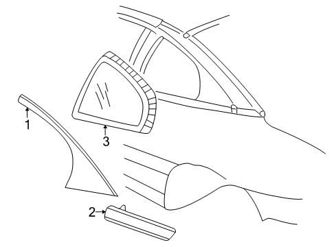 2001 Pontiac Sunfire Molding,Quarter Panel Center Front *Black Diagram for 22588631