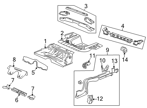 2014 Cadillac CTS Panel Assembly, Rear Compartment Floor Diagram for 25966321