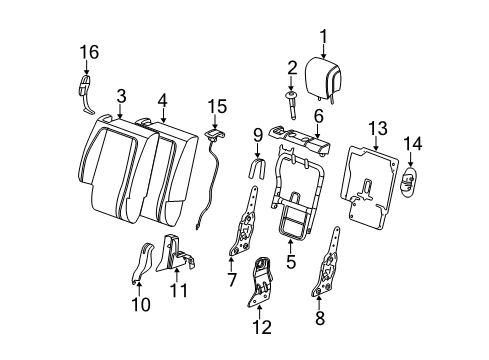 2017 GMC Terrain Rear Seat Components Diagram