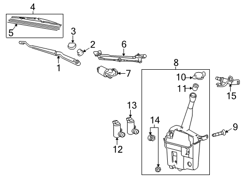 2009 Pontiac Vibe Motor,Rear Window Wiper Diagram for 19184586