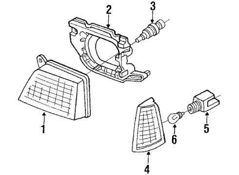 1989 Pontiac LeMans Composite Headlamp Assembly (LH) Diagram for 16504489