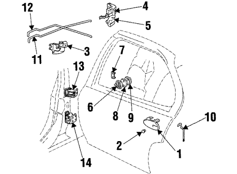 2001 Oldsmobile Intrigue Rear Door - Lock & Hardware Diagram