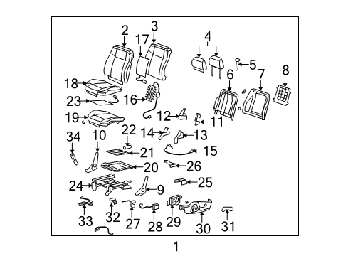 2007 Hummer H3 Recliner,Driver Seat Inner Diagram for 12377517