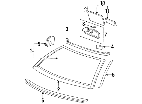 1996 Oldsmobile Achieva Molding Assembly, Windshield Upper Reveal Diagram for 22644185