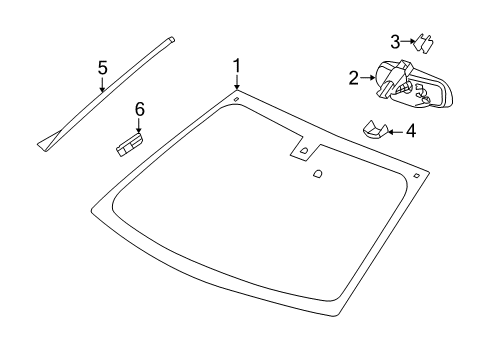 2004 Cadillac SRX Windshield Glass, Reveal Moldings Diagram