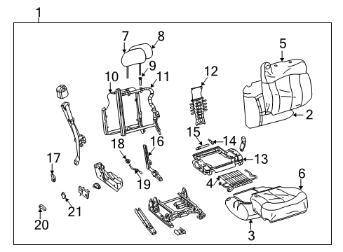 2003 Chevy Silverado 1500 Seat Asm,Pass (W/ Belt) *Pewter Diagram for 88977634