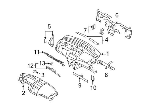 2009 Pontiac G3 Reinforcement,Instrument Panel Tie Bar Diagram for 96537600