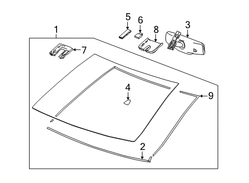 2012 Buick LaCrosse Windshield Glass, Reveal Moldings Diagram