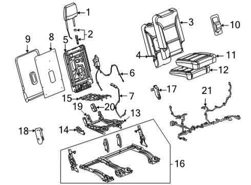 2021 Cadillac Escalade ESV Cover Assembly, 3Rd Row St Cush *Brandy Diagram for 84686329