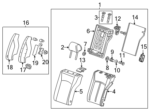 2019 Chevy Sonic Bolster Assembly, Rear Seat Back <Use Until Next *Brick Diagram for 95903168