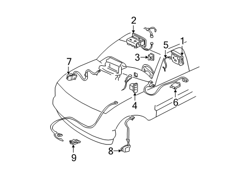 1998 Chevy K3500 Airbag,Steering Wheel Diagram for 15767189