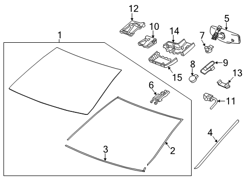 2019 Cadillac CTS Windshield Glass Diagram 1 - Thumbnail