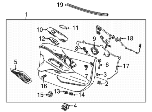 2021 Chevy Corvette Motor Assembly, Front S/D Wdo Reg Diagram for 84495133