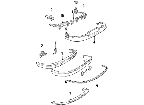 1989 Buick Reatta Rear Bumper Cover Upper (Unfinished) Diagram for 12392500