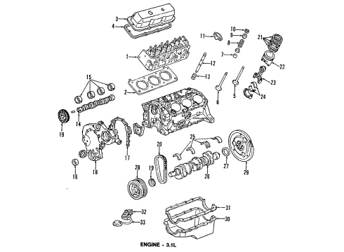 1990 Chevy Lumina APV Engine Parts, Timing, Lubrication System Diagram