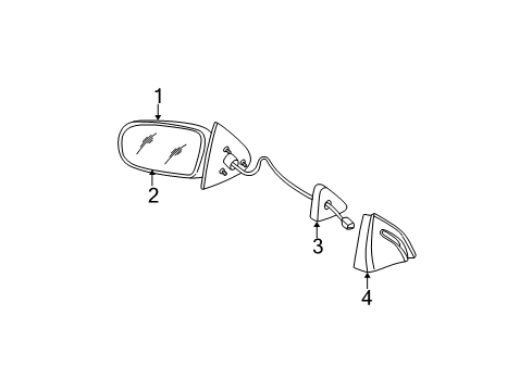 2002 Chevy Malibu Insulator, Front Side Door Inner Panel Mirror *Black Diagram for 22643123