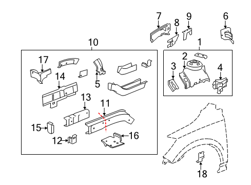 2012 Buick Enclave Structural Components & Rails Diagram