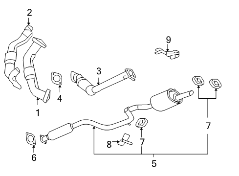 2007 Chevy Impala 3Way Catalytic Convertor Assembly (W/ Exhaust Manifold P Diagram for 15909238