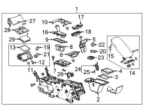 2017 Chevy Impala Compartment Assembly, Front Floor Console *Black Carbon Diagram for 23317199