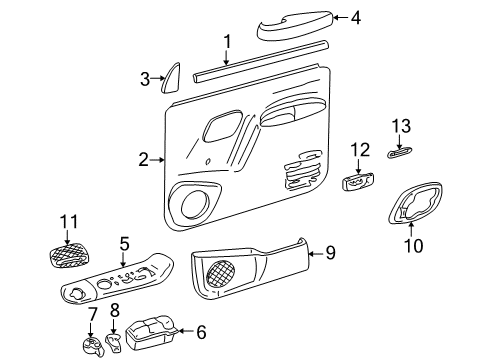 2000 GMC C3500 Panel Assembly, Front Side Door Trim <Use 1C5M*Dark Navy Blue Diagram for 15026295