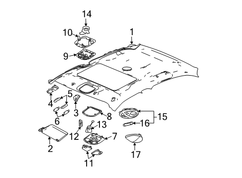 2006 Pontiac G6 PANEL, Roof Headlining Diagram for 10368914