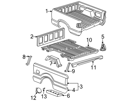 1997 Chevy S10 Shield, Pick Up Box Side Panel Diagram for 15710735