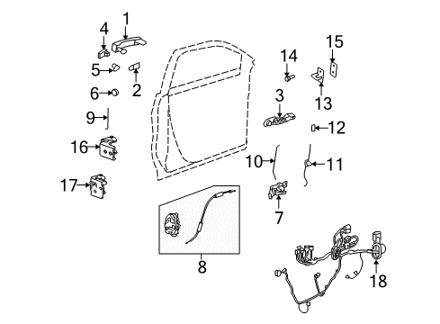 2009 Saturn Outlook Knob Assembly, Front Side Door Locking Rod *Tuxedo Blue Diagram for 15801423