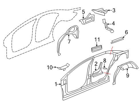 2007 Saturn Aura Inner Structure - Quarter Panel Diagram