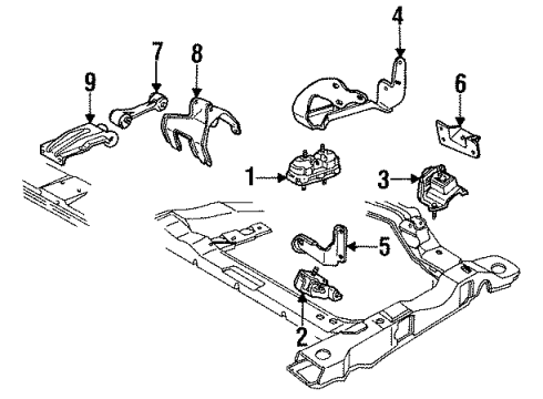 1991 Oldsmobile Cutlass Ciera Engine & Trans Mounting Diagram 2 - Thumbnail