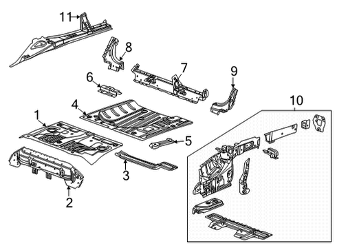 2020 Buick Encore GX Rear Floor & Rails Diagram