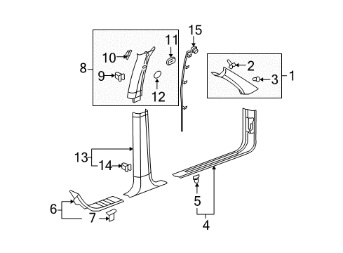 2005 Buick Rainier Cap, Center Pillar Upper Trim Panel Bolt *Light Opel Gray Diagram for 10391818