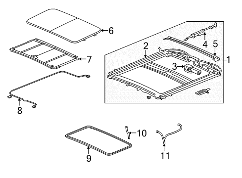 2006 Chevy Tahoe Motor Assembly, Sun Roof Actuator Diagram for 15224754