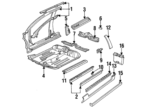 1996 Buick Skylark Rocker Panel, Exterior Trim, Floor, Uniside, Body Diagram 1 - Thumbnail