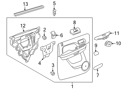 2010 Cadillac Escalade EXT Interior Trim - Rear Door Diagram