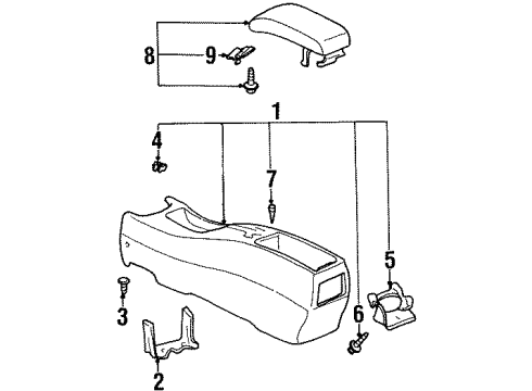 1998 Chevy Prizm Console,Front Floor Rear *Gray Diagram for 94857405