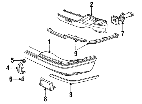 1995 Cadillac Seville Front Bumper Diagram 2 - Thumbnail