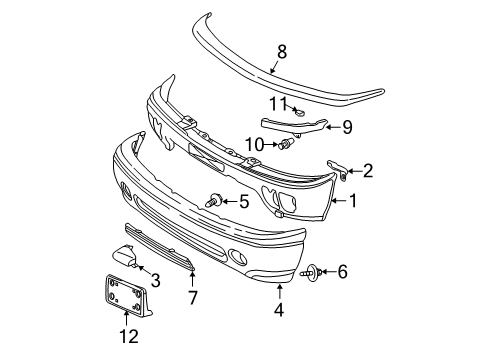 2001 GMC Sierra 1500 HD Front Bumper Diagram 2 - Thumbnail