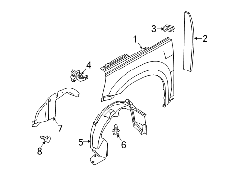 2007 Pontiac Torrent Liner, Front Wheelhouse *Black Diagram for 25950044