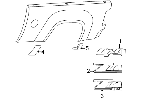 2009 GMC Sierra 1500 Exterior Trim - Pick Up Box Diagram 3 - Thumbnail