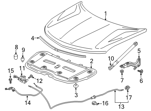 2019 Chevy Traverse Hood & Components, Body Diagram