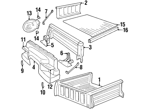 1989 GMC K3500 Pickup Box Assembly, Front & Side Panels, Floor Diagram 2 - Thumbnail