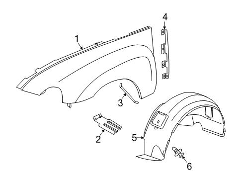 2006 Chevy SSR Fender Assembly, Front Diagram for 15773729