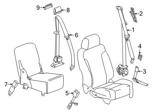 2016 Chevy Silverado 3500 HD Belt Kit,Driver Seat (Retractor Side) (W/ Pre, Tensioner)*Black Diagram for 19351667