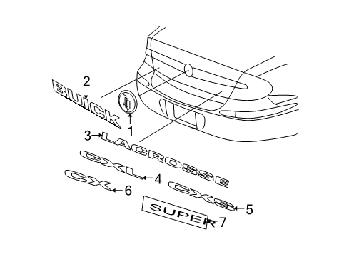 2008 Buick LaCrosse Plate Assembly, Rear Compartment Lid Name Diagram for 15221171