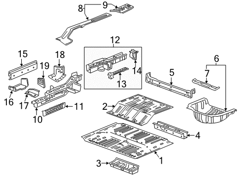 2020 Buick Enclave Bracket, Underbody Rear Side Rail Diagram for 23497955