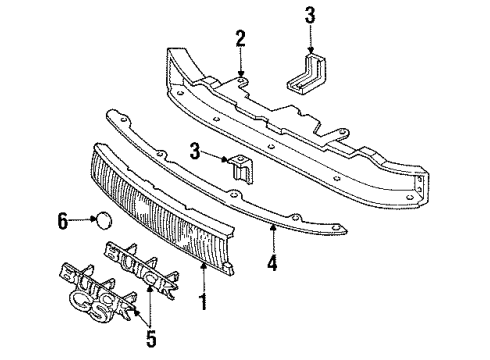 1992 Buick Regal Plate, Radiator Grille Name Diagram for 10156875