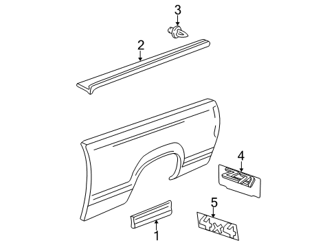 2005 GMC Sierra 1500 HD Molding, Pick Up Box Side Upper *Black Diagram for 15932238