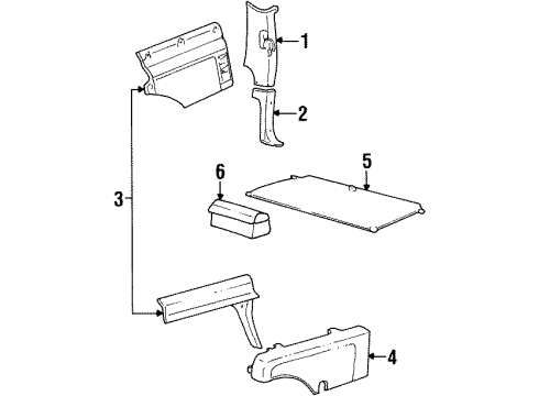 1999 Chevy Tahoe Interior Trim - Quarter Panels Diagram