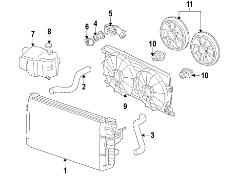 2009 Pontiac Vibe Cooling System, Radiator, Water Pump, Cooling Fan Diagram